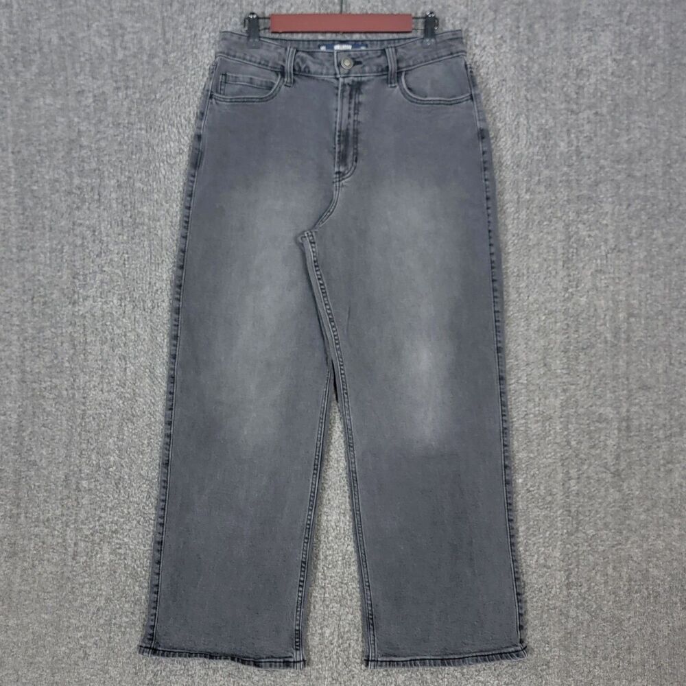 Hollister Jeans Womens 10S Gray Ultra High Rise Baggy Wide Leg Stretch Denim